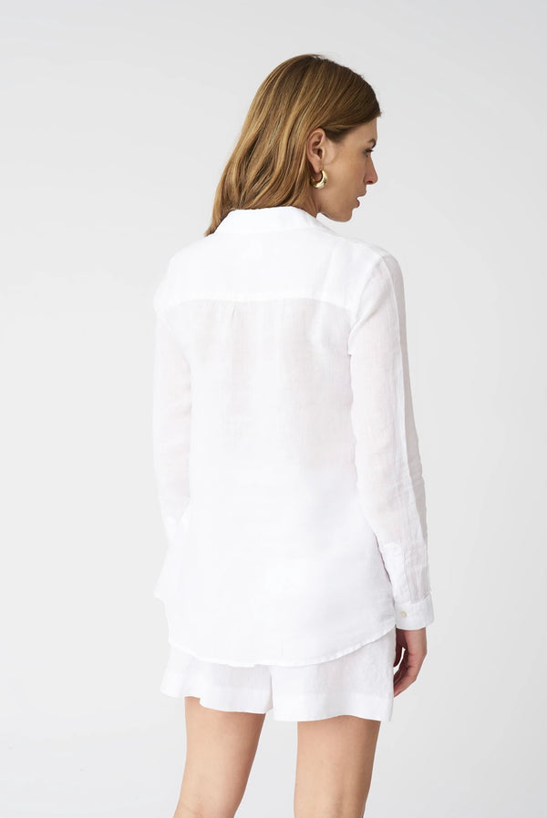 120% Lino Bluse Weiß