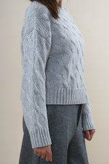 Herzensangelegenheit Crewneck Zopf Aluminium