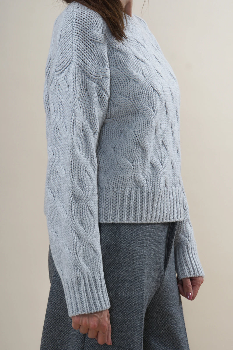 Herzensangelegenheit Crewneck Zopf Aluminium