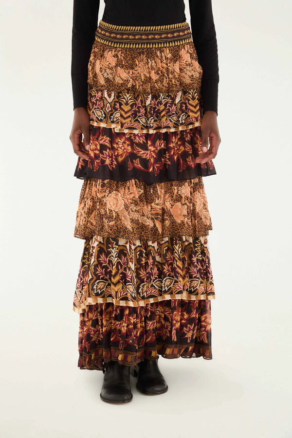 Farm Rio Maxi Skirt Ruffled Scarves