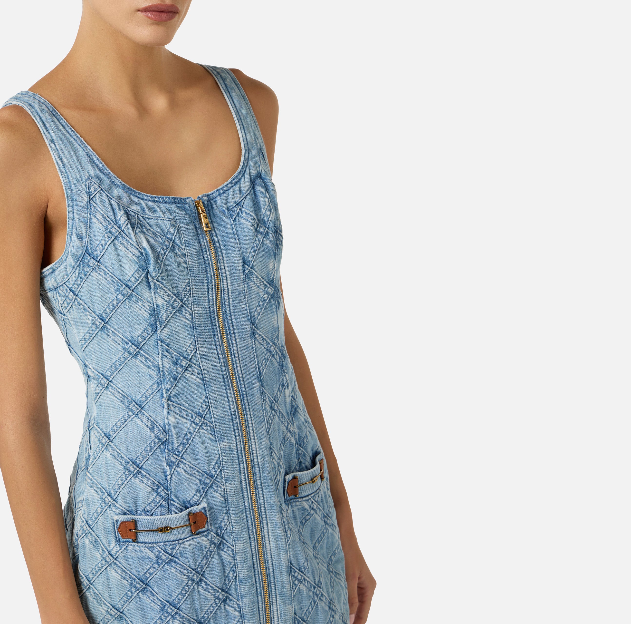 Elisabetta Franchi Denim Diamond Dress