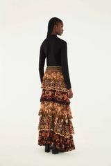 Farm Rio Maxi Skirt Ruffled Scarves