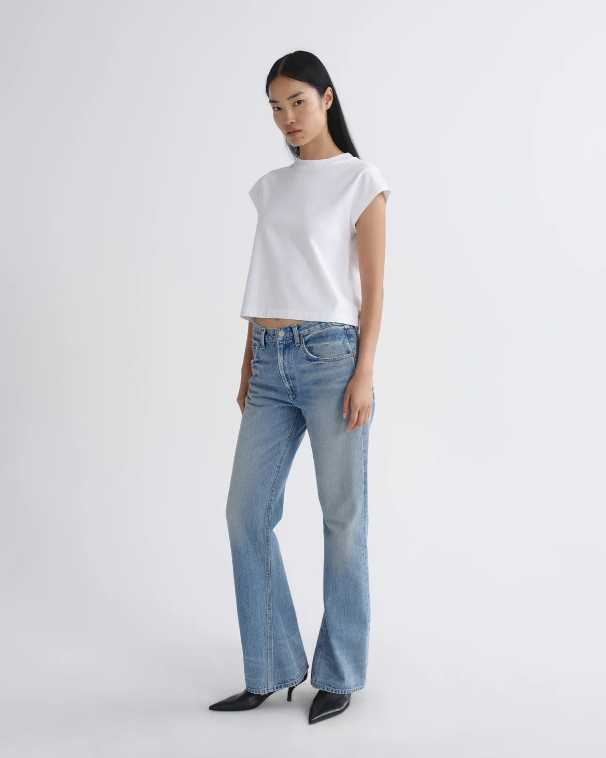 Agolde Bryce T-Shirt Cap Sleeve Tee White