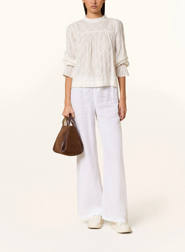 120% Lino Marlenehose Weiß
