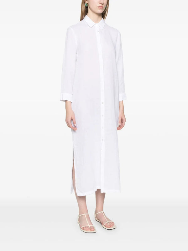 120% Lino Hemdblusenkleid Weiß