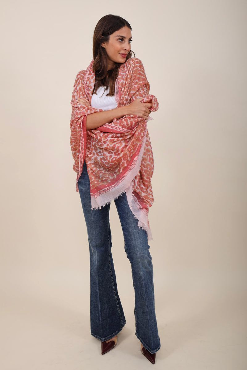 Friendly Hunting Felted Stole Cheetah Semolina