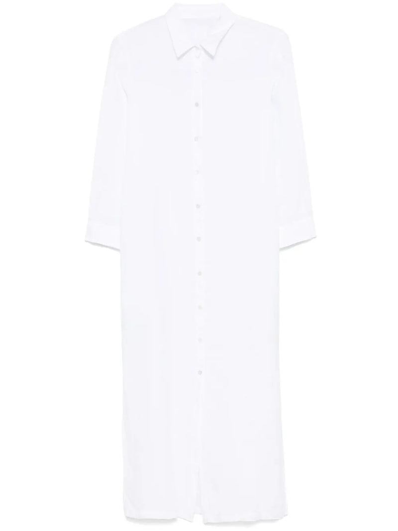 120% Lino Hemdblusenkleid Weiß