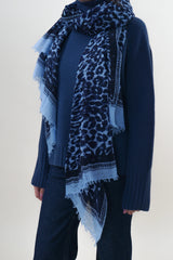 Friendly Hunting Tuch Felted Stole Cheetah Indigo