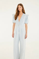 Farm Rio Jumpsuit Denim Pleats