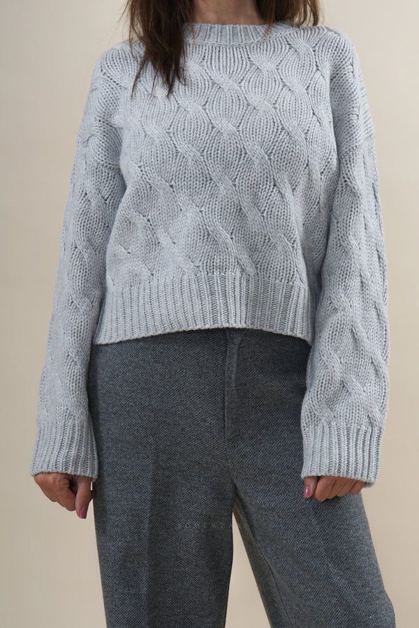 Herzensangelegenheit Crewneck Zopf Aluminium