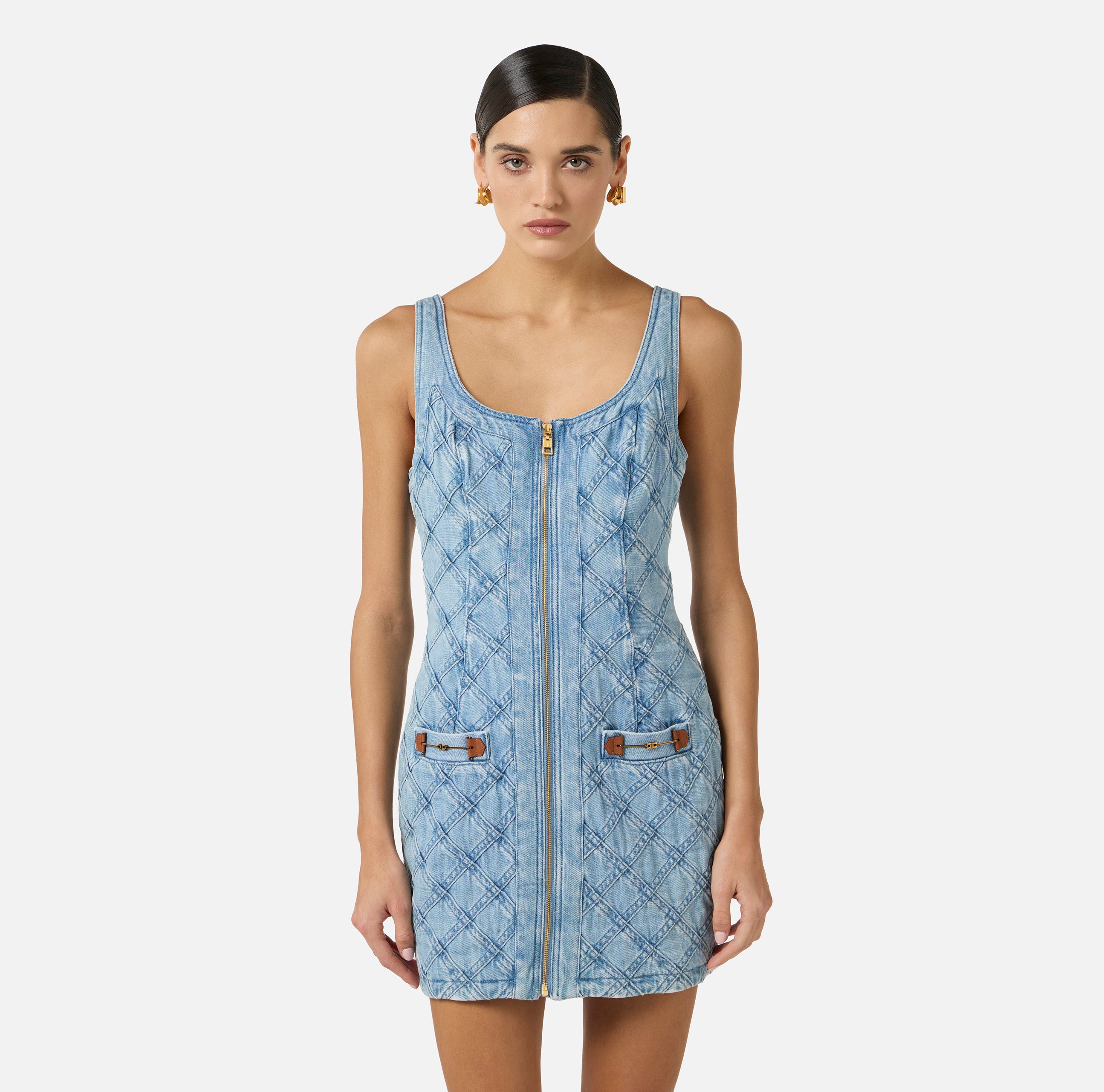 Elisabetta Franchi Denim Diamond Dress