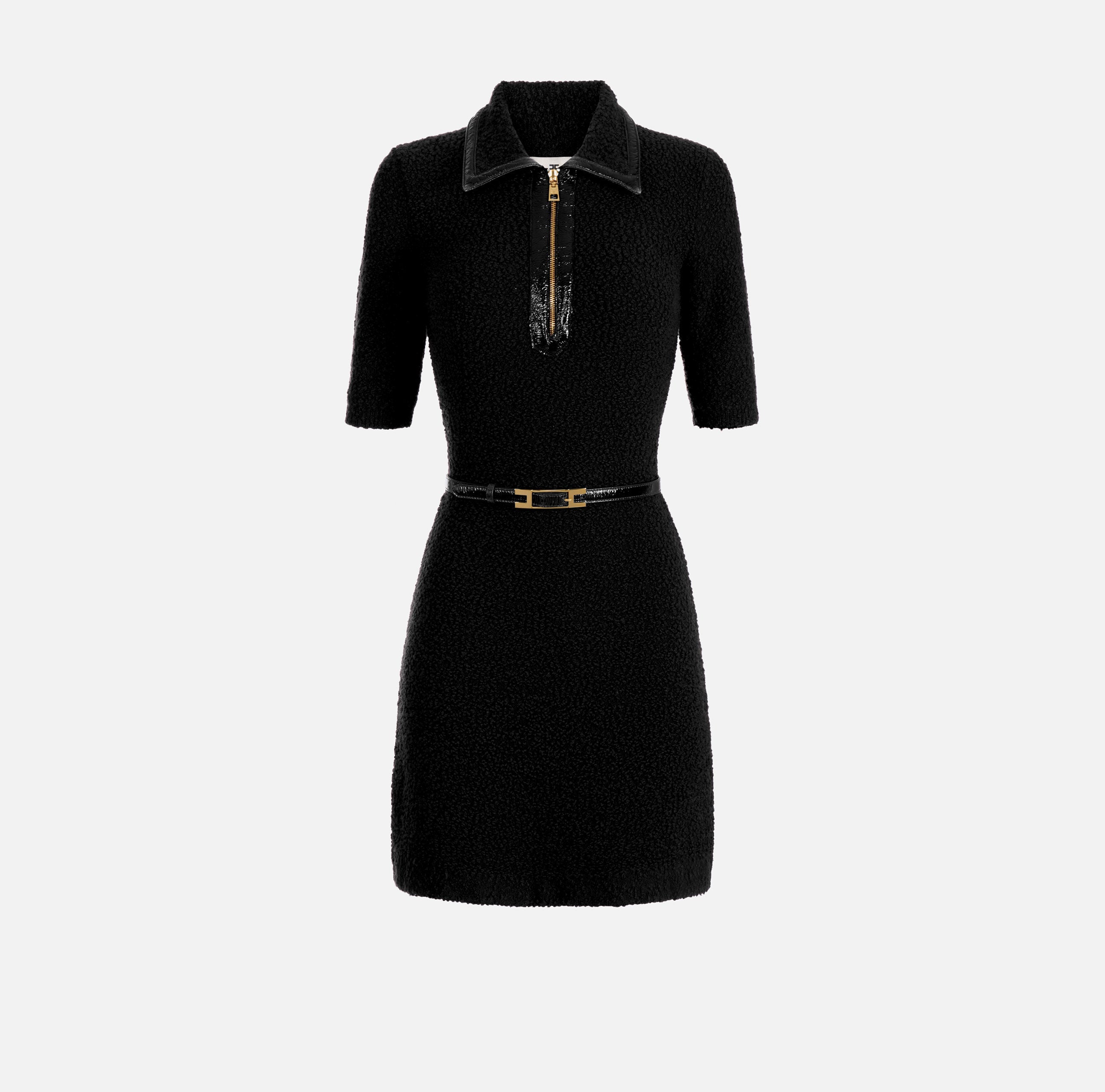 Elisabetta Franchi Kleid Bouclé Strick Nero