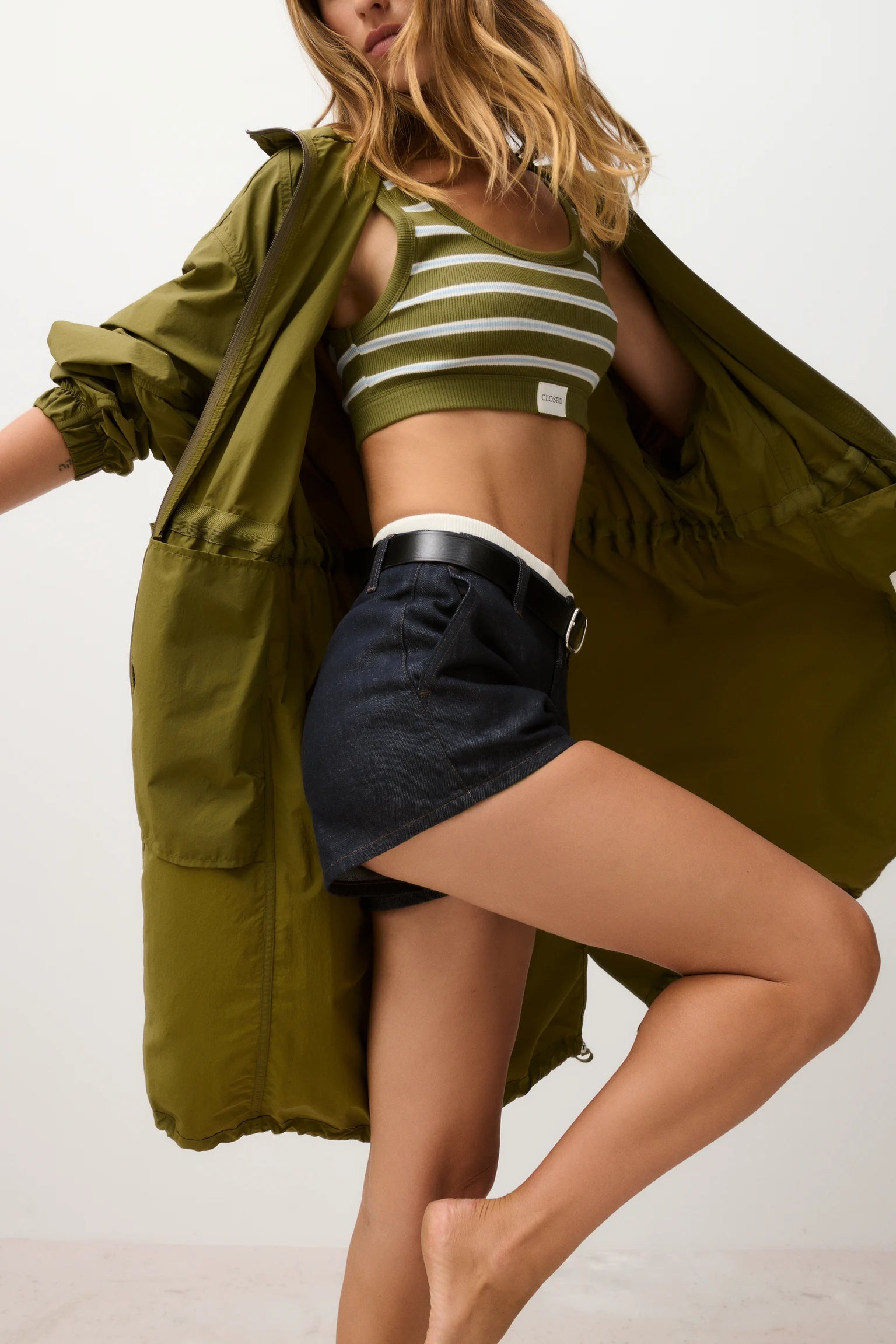Closed Bralette Striped Hunter Green
