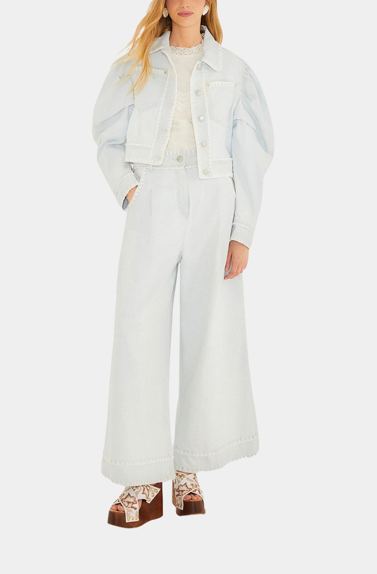 Farm Rio Jacke Crochet Denim