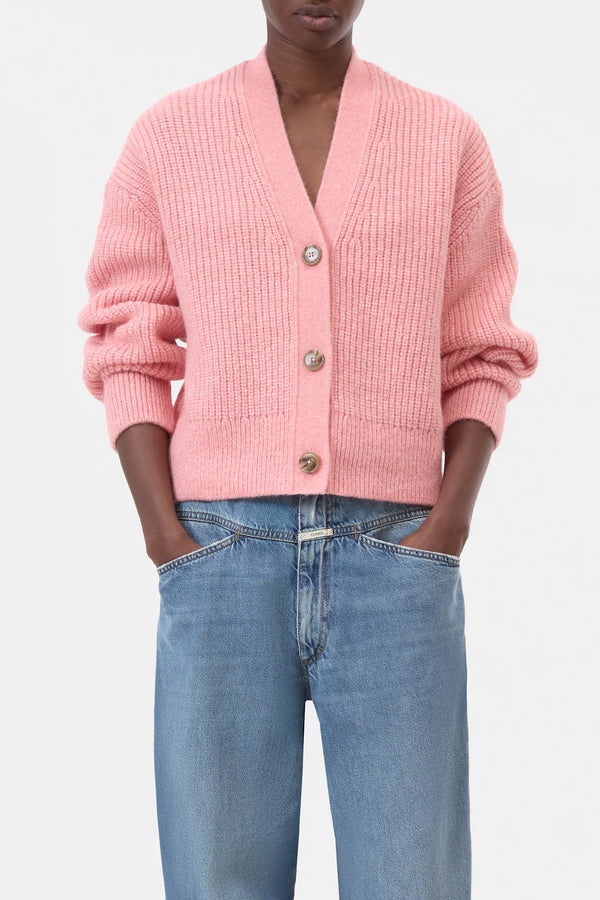 Closed cardigan alpaca mix pink