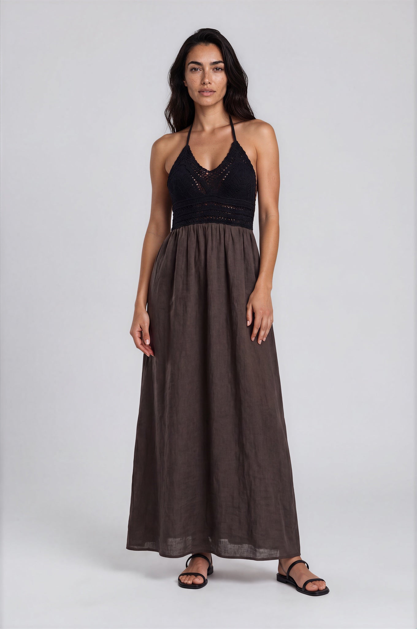120% Lino Kleid Fumo