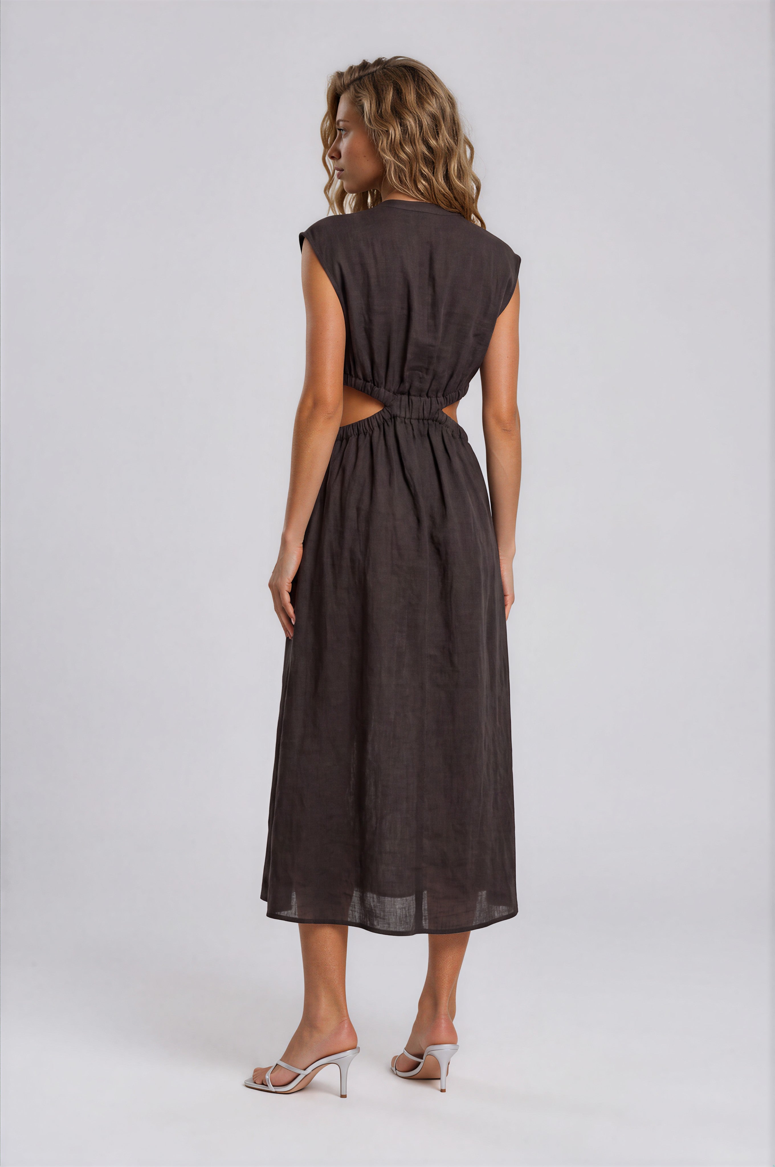 120% Lino Kleid Fumo
