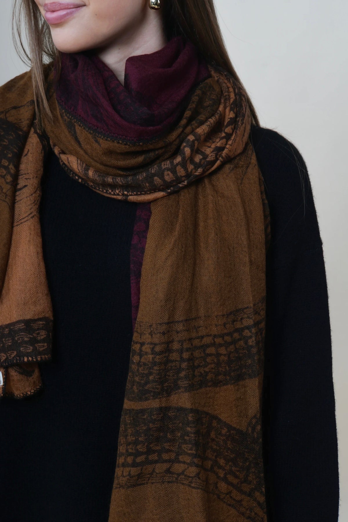 FH Sjaal Patch Garden Eden Camel