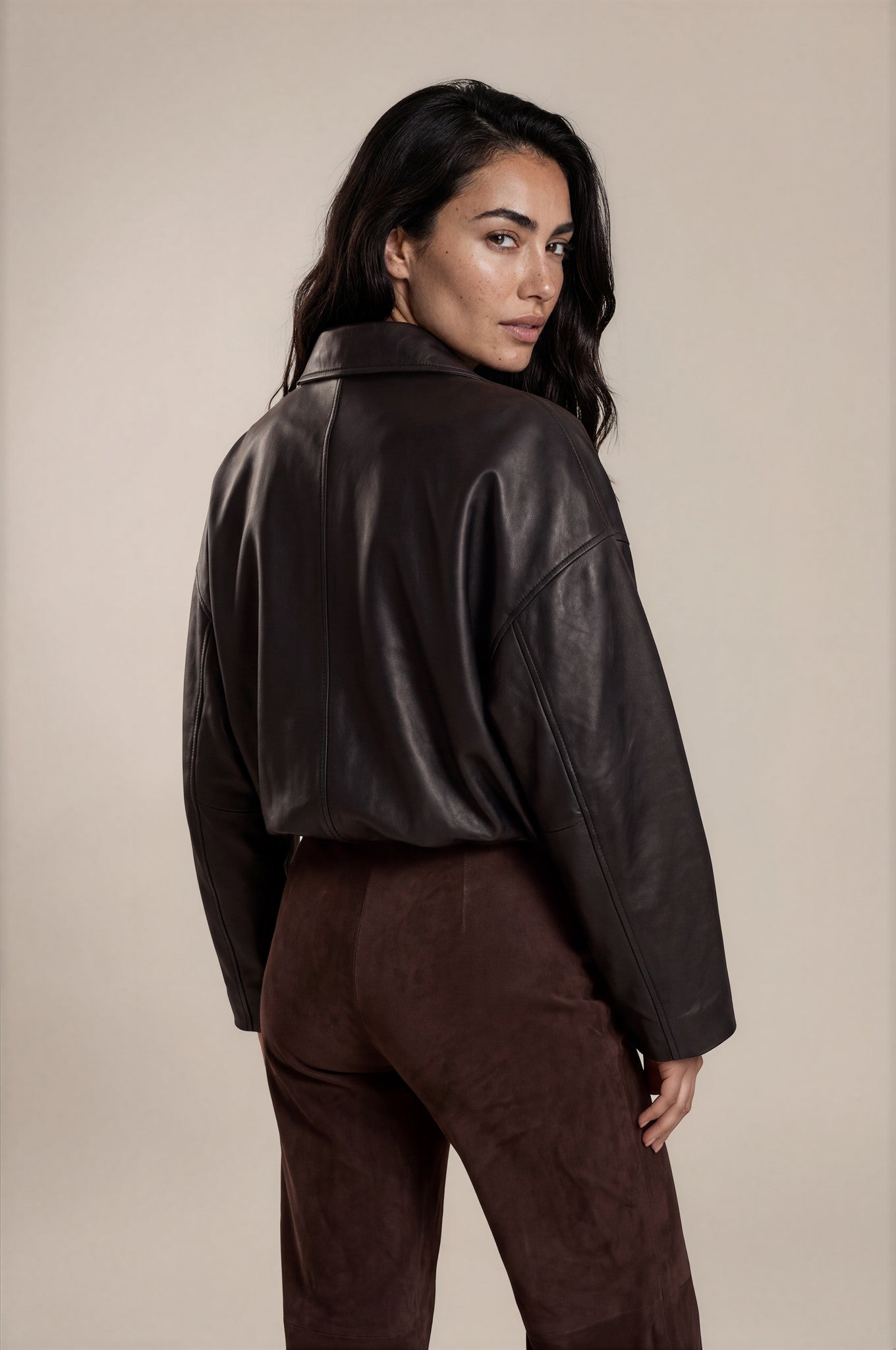 Blouson en cuir SEM PER LEI noir