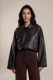Blouson en cuir SEM PER LEI noir